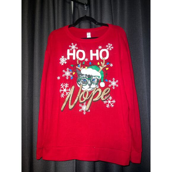 Ugly Christmas Sweater Xmas Sweatshirt Crewneck Size Large Cat - Picture 1 of 3